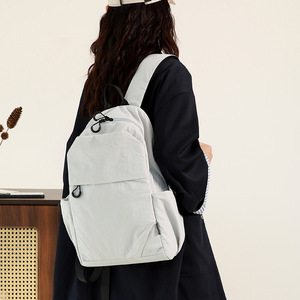Casual Sports <b>Backpack</b> Khaki Lightweight Adjustable Strap <b>Men</b> Business Travel Solid Color Interior Zipper Pocket - Product Image 2