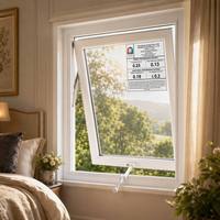 Ventana Abatible de PVC con Manivela, Ahorradora de Energía, con Mosquitera Extraíble Opcional, Ideal para Renovación de Balcones de Apartamentos