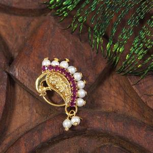 Pendientes de Perlas Tradicionales Indios de Primera Calidad, Chapados en Oro, con Diseño de Flor de Cobre, para Mujer, Joyería para Bodas y Fiestas - Product Image 1