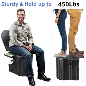 Toilette de <span class=keywords><strong>camping</strong></span> portable de 15 pouces, pliable, porte-papier amovible, capacité de 450 lb, pour la randonnée, les voyages en voiture, la tente, la plage, 20 L - Product Image 3