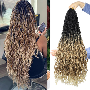 Tresses synthétiques au <span class=keywords><strong>Crochet</strong></span>, chevelure bouclée et douce avec Passion pre-bouclée, brune Blonde, ombré, coiffure sénégalaise - Product Image 1