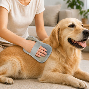 ถุงมือกำจัดขนสัตว์เลี้ยง ขนาดเดียวสำหรับการดูแลสุนัขขนยาว - Product Image 1