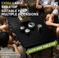 Table pliante en alliage d'aluminium pour le camping et les pique-niques en plein air, table enroulable réglable