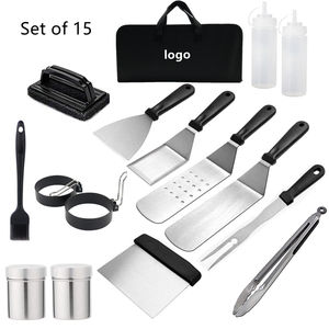 Ensemble de <span class=keywords><strong>barbecue</strong></span> en vente chaude, ensemble de 15 ustensiles de <span class=keywords><strong>barbecue</strong></span> en acier inoxydable, spatule de cuisine portable - Product Image 5