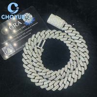 Oferta Especial: Collares de Plata 925 con Moissanita, Joyería Hip Hop Iced, Cadena Cubana de 15MM y 3 Filas, Corte Brillante para Hombre, Pasa Prueba de Diamante