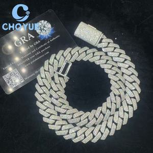 Oferta Especial: Collares de Plata 925 con Moissanita, Joyería Hip Hop Iced Out, Cadena Cubana de 15MM y 3 Filas para Hombre, Pasa el Test de Diamantes GRA - Product Image 6