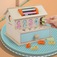 Jouet éducatif Montessori multifonctionnel en bois pour l'éveil précoce, avec jeu de tri de formes et de tirer les carottes, pour enfants
