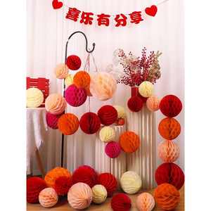 Guirlande décorative romantique <span class=keywords><strong>en</strong></span> forme de cœur nid d'abeille pour la Saint-Valentin, ornement de <span class=keywords><strong>boule</strong></span>, pour festivals, mariages, centres commerciaux, hôtels, <span class=keywords><strong>en</strong></span> <span class=keywords><strong>papier</strong></span> artisanal - Product Image 6