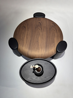 Table basse minimaliste pour salon, idéale pour les petits espaces, design vintage moderne de style italien, en bois de noyer noir, aucun assemblage requis