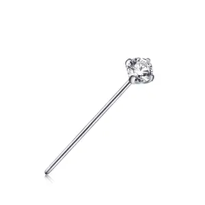 Grade G23 Titanium CZ Prong Set Implant 19mm nose Pins nose studs