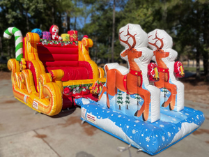 Canapé gonflable géant en PVC écologique pour cabine photo, motif traîneau et rennes de Noël - Product Image 3