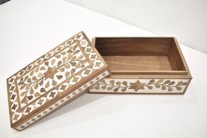 Handcrafted Floral Inlay Wooden Resin Storage <b>Box</b> with Lid Decorative Keepsake Organizer Available at Competitive Price - Product Image 3