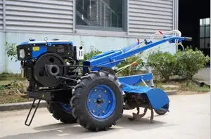 Tractor para caminar de 12HP con arado y cultivador rotativo, tractor para caminar en el jardín