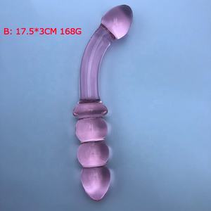 Anal Perlen Butt Plug Dual Ended Glas Anal Plug Pink Blau Lila Schwarz G-Punkt Bent Glass Pleasure Wand Männlich Weiblich Masturbieren - Product Image 3