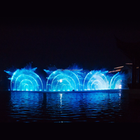 Fontaine musicale extérieure personnalisée avec lumières LED laser, construction en acier inoxydable, design de luxe pour hôtels et événements