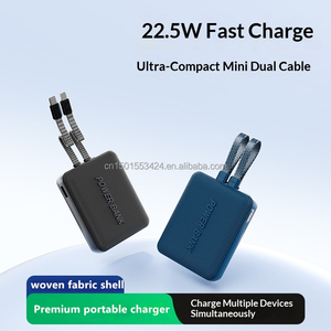 Nouvelle batterie externe en tissu premium 20000mAh 22.5W PD à charge rapide, chargeur portable avec câbles de charge doubles intégrés et écran numérique LED - Product Image 4