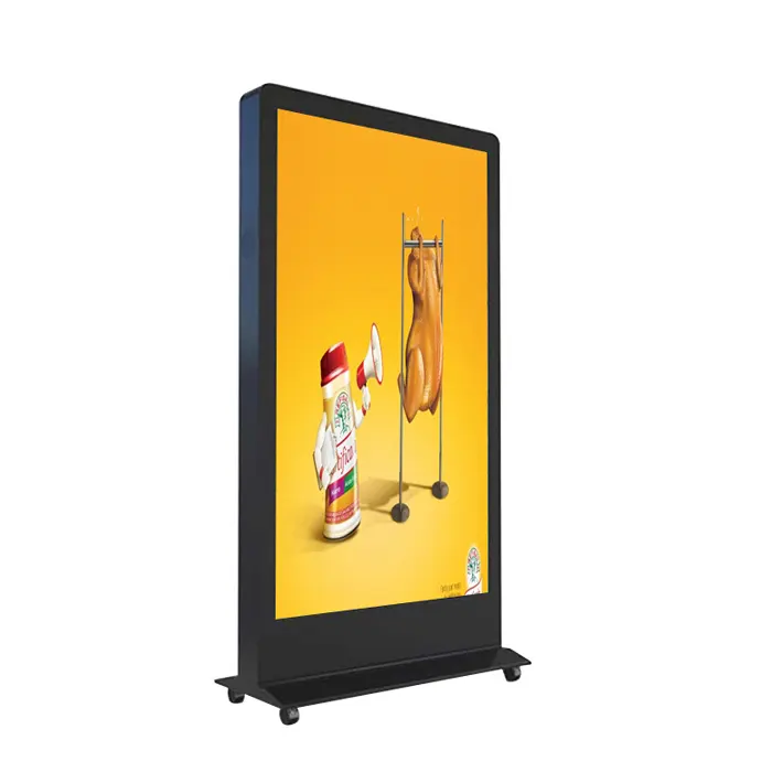 65 Inch Android6.0 Touch Screen Outdoor Digital Signage Gezichtsherkenning Camera Lcd Reclame Kiosk Met Wielen