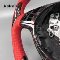 Volant de voiture en cuir perforé rouge personnalisé, en fibre de carbone forgé, style sport, pour BMW Série 3 E46