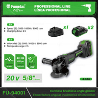 Meuleuse d'angle sans fil Fumetax 127V, moteur sans balais, poignée réglable en 2 positions, 3 vitesses, batterie lithium à charge rapide