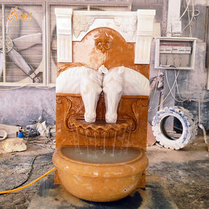 Stile personalizzato giardino europeo grande pietra naturale intaglio parete animale in marmo bianco coppia testa cavallo cascata fontana - Product Image 6