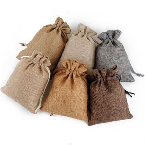 Sac en jute personnalisé avec logo imprimé, écologique, petit format, en toile de lin, pour le sucre, le shopping ou comme sac cadeau à cordon de serrage - Product Image 2