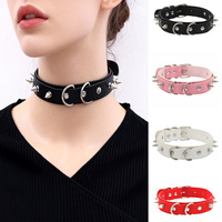 Nouveau Collier Ras du Cou Punk Gothique Tendance en Cuir PU avec Anneaux en O et Rivets Exagérés pour Anniversaire