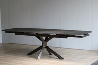 Meubles de salle à manger modernes et luxueux sur mesure, pieds en métal, plateau en céramique, verre trempé, table pliable 8 places