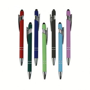 08 Wholesale Promotional Custom Logo Soft Stylus Cute Multi-color Ball Point <b>Pens</b> Metallic <b>Pen</b> Ballpoint - Product Image 4