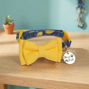 Modern Luxury Elegant Adjustable XS <b>Dog</b> Collar Removable Bow Tie Personalized Floral Pattern Soft Durable Cotton <b>Lights</b> - Product Image 3