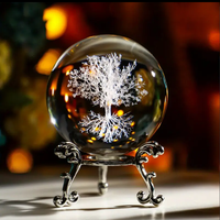 Vente flash : joli cadeau, arbre de vie gravé au laser 3D dans une boule de cristal en verre