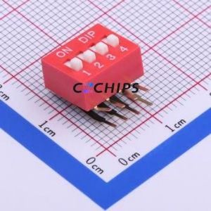 DA-04RP DIP Switch Through hole Component (THT) Switch Flat Toggle, Raised Type Single Pole Single Throw 4 2.54mm - Product Image 1