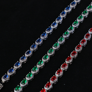 8.3 Inches Quyến Rũ Vòng Đeo Tay Trang Sức Màu Xanh Hoàng Gia Pha Lê <span class=keywords><strong>Ruby</strong></span> Emerald Zirconia CZ Kim Cương Người Đàn Ông Tennis Vòng Đeo Tay Cho Phụ Nữ - Product Image 5