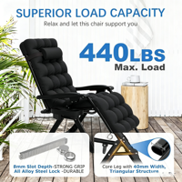 Chaise zéro gravité pliable, chaise inclinable, chaise de plage, chaise de camping, chaise de pêche, coussin, appui-tête, design ergonomique 400LBS