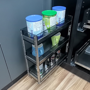 Étagères de cuisine modernes à 3 niveaux, accessoires pour évier, rangement coulissant, organisateur, étagères inférieures en verre trempé pour épices - Product Image 3