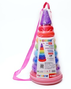 Caja de anillos arcoíris GIRNAR, anillos piramidales de tamaño jumbo de Girnar, vienen en una bolsa con una cuerda y atractivos colores arcoíris. - Product Image 1