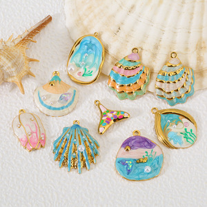 Pendentif Coquillage Fleur de Queue de Poisson Thème Océan en Acier Inoxydable pour la Fabrication de Bijoux DIY (Bracelets, Colliers, Boucles d'Oreilles) - Product Image 1