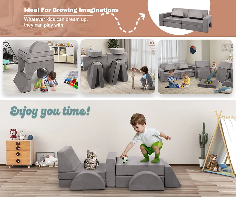 Individuelle weiche Spielzeiten für Jungen Mädchen Kleinkinder Schaumstoff Kinder spielen Couch modulares Sofa für Wohnzimmer Couch modulares Sofa