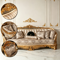 Ensemble de canapés de luxe classiques et néoclassiques, design européen sculpté à la main, ensemble de canapés et de fauteuils en bois massif, couleur et taille personnalisées