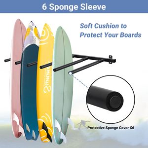 JH-Mech Support de rangement mural réglable pour le <span class=keywords><strong>ski</strong></span> et le snowboard pour 12 paires de supports de planche de surf en métal sur rail de 47 pouces - Product Image 5