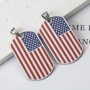 Pendentifs de mode personnalisés en acier inoxydable 316L anti-ternissement, breloque drapeau américain pour la fabrication de bijoux - Product Image 2