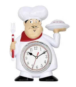 Cuisine restaurant décoration dessin animé chef horloge cuisson en plastique horloge murale machinerie