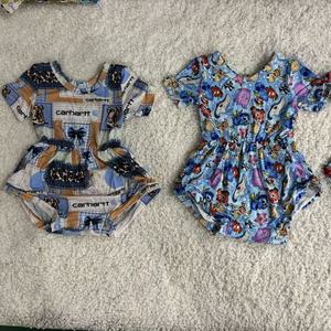 Macacão de Fibra de Bambu para Bebês, Personalizado com Botões, Roupas de Verão para Meninas, Padrões e Logotipo Personalizáveis - Product Image 4