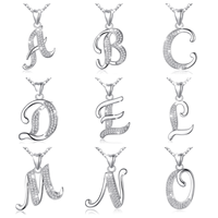 Collier personnalisé en argent 925 avec nom gravé, pendentif de haute qualité avec initiale personnalisée (26 lettres)