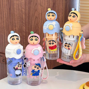 Botella de agua Tritan de Crayon Shin-chan de 500 ml con pajita y tapa para niños, diseño de dibujos animados para la vuelta al cole - Product Image 4