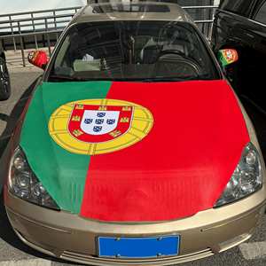 Housse de capot de voiture avec drapeau de moteur, tissu élastique, design et taille personnalisés - Product Image 4