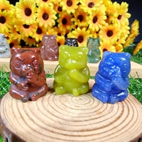 Vente en gros de pierre naturelle pierre de guérison mini panda sculpture statue figurine panda sculptures artisanat pour ornement