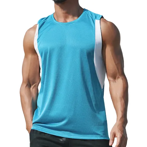 Wholesale Custom Logo Workout Sleeveless shirt OEM Polyester Tank Top Dri-Fit Running Training Fitness Muscle Wear Men Vest Gym