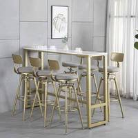 Chaise de bar commerciale pivotante réglable Nordic Gold, table de bar ronde moderne de luxe léger, chaises de bar de restaurant à double hauteur