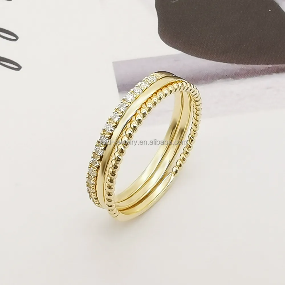 Fine Jewelry Rings AU585 14K Real Yellow Gold Diamond Ring Wedding Engagement Jewelry Wholesale