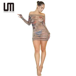लियू मिंग न्यू फैशन 2024 ट्रेंडिंग महिला सेक्सी प्रिंटिंग लंबी आस्तीन बैकलेस बीच पार्टी क्लब कपड़े मिनी ड्रेस